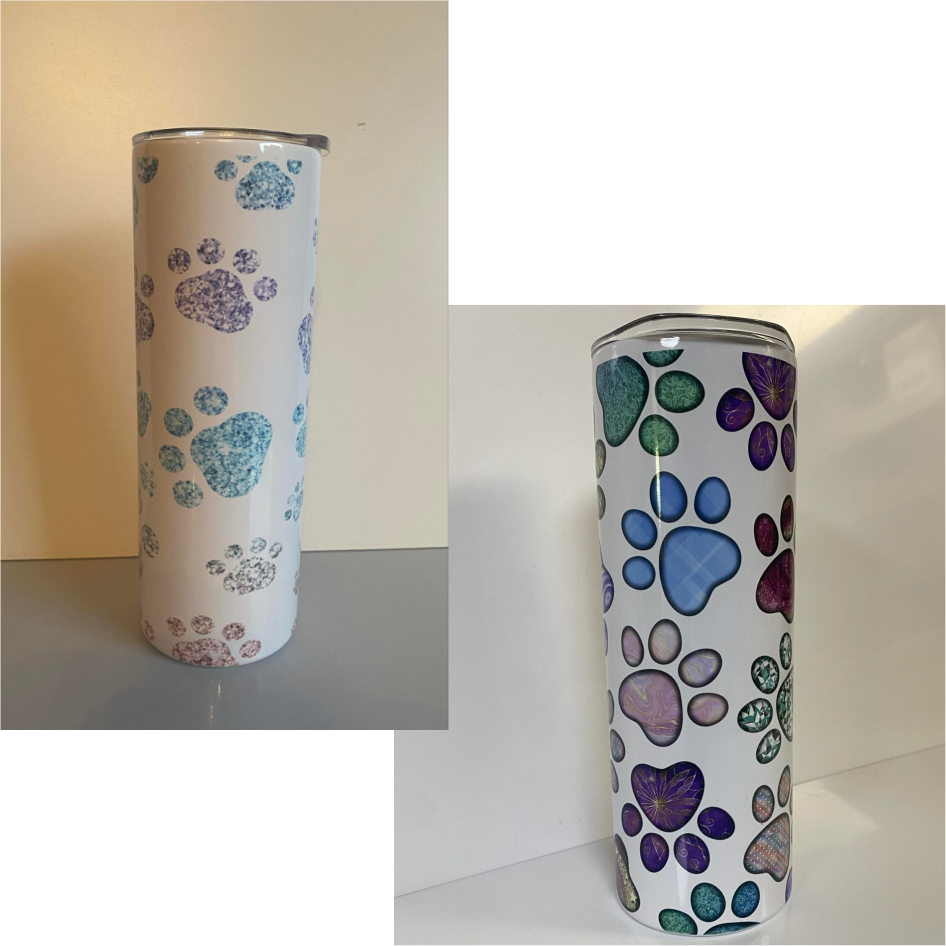 DOG PAWS SUBLIMATED 20oz SKINNY TUMBLER