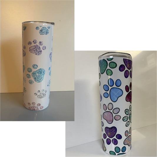 DOG PAWS SUBLIMATED 20oz SKINNY TUMBLER