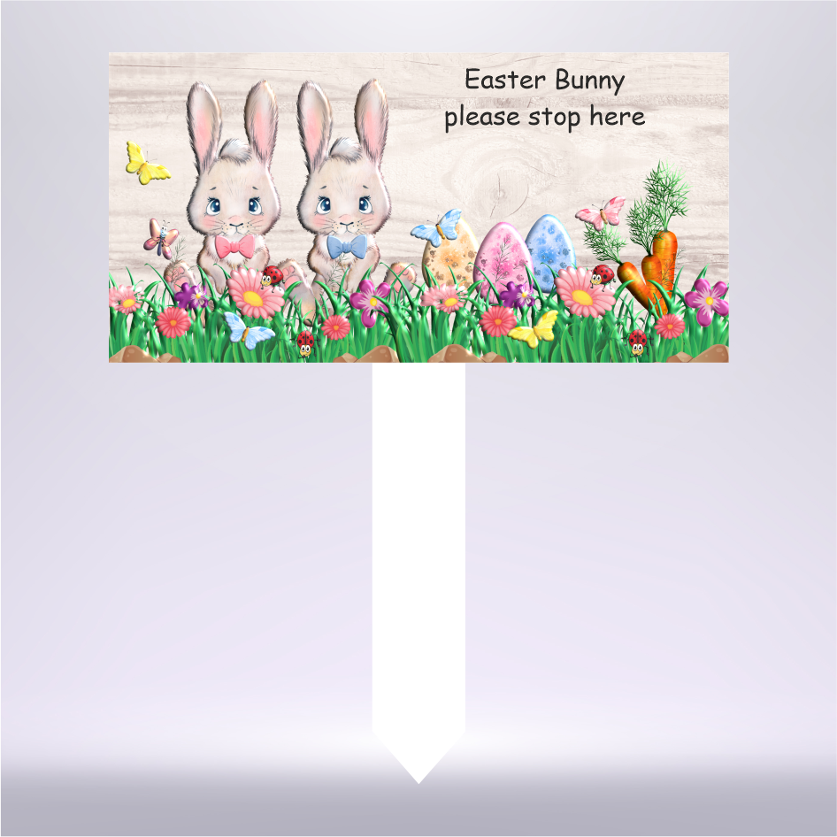 PRINTED EASTER BUNNY PLAQUE GRAVE MARKER (WC1747)