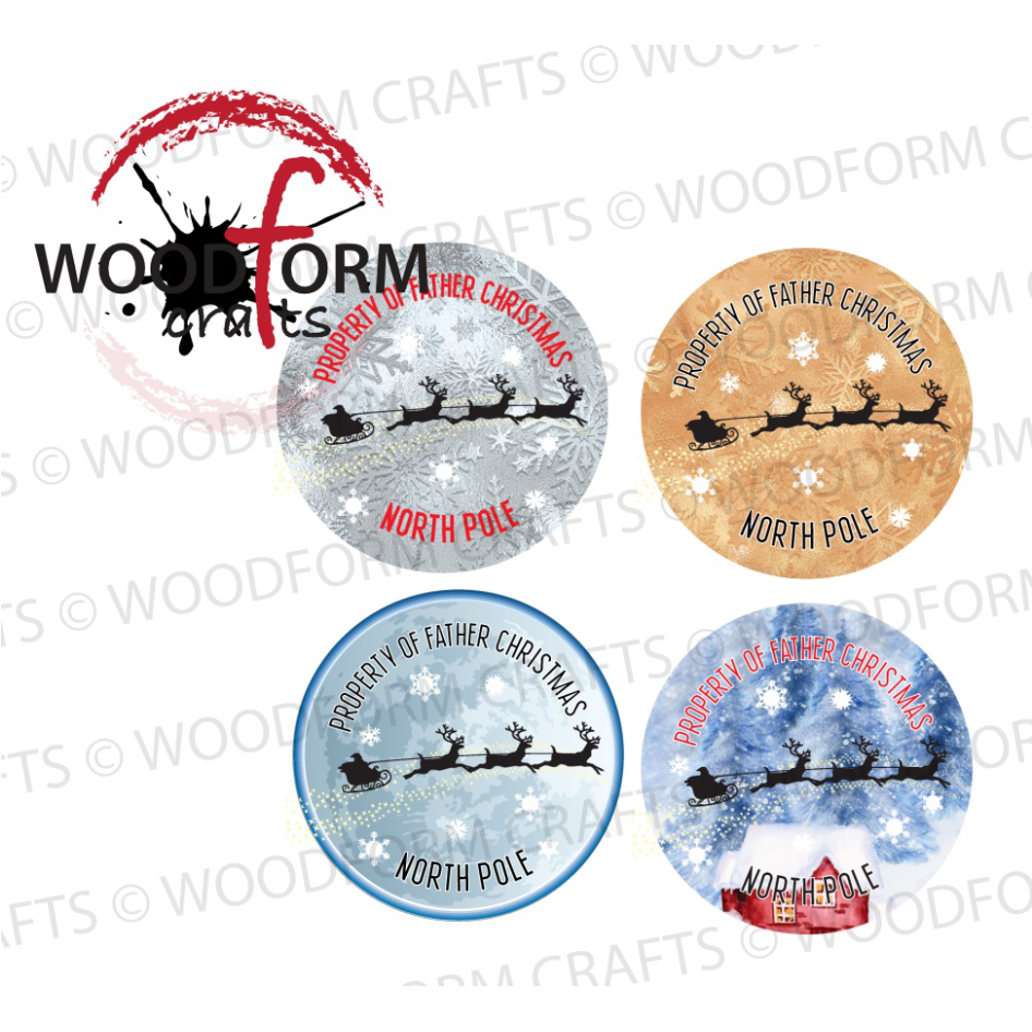 ‘PROPERTY OF FATHER CHRISTMAS’ DESIGN FOR BLANK BUTTON PNG DIGITAL DOWNLOAD FILE (PACK OF 4)