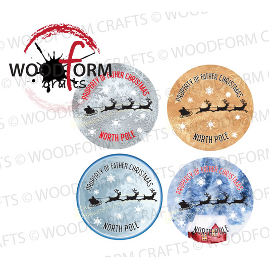 ‘PROPERTY OF FATHER CHRISTMAS’ DESIGN FOR BLANK BUTTON PNG DIGITAL DOWNLOAD FILE (PACK OF 4)