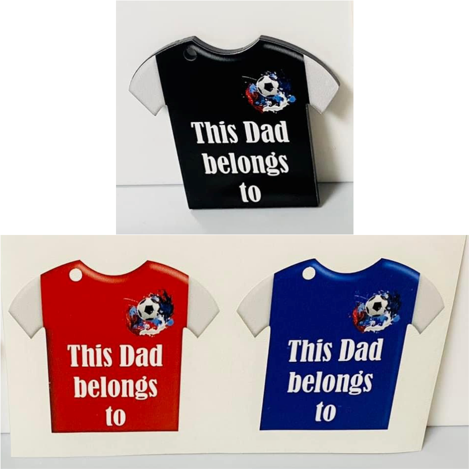 FATHERS DAY PRINTED VINYL FOR FOOTBALL SHIRT KEYRING (WC1625) KRS