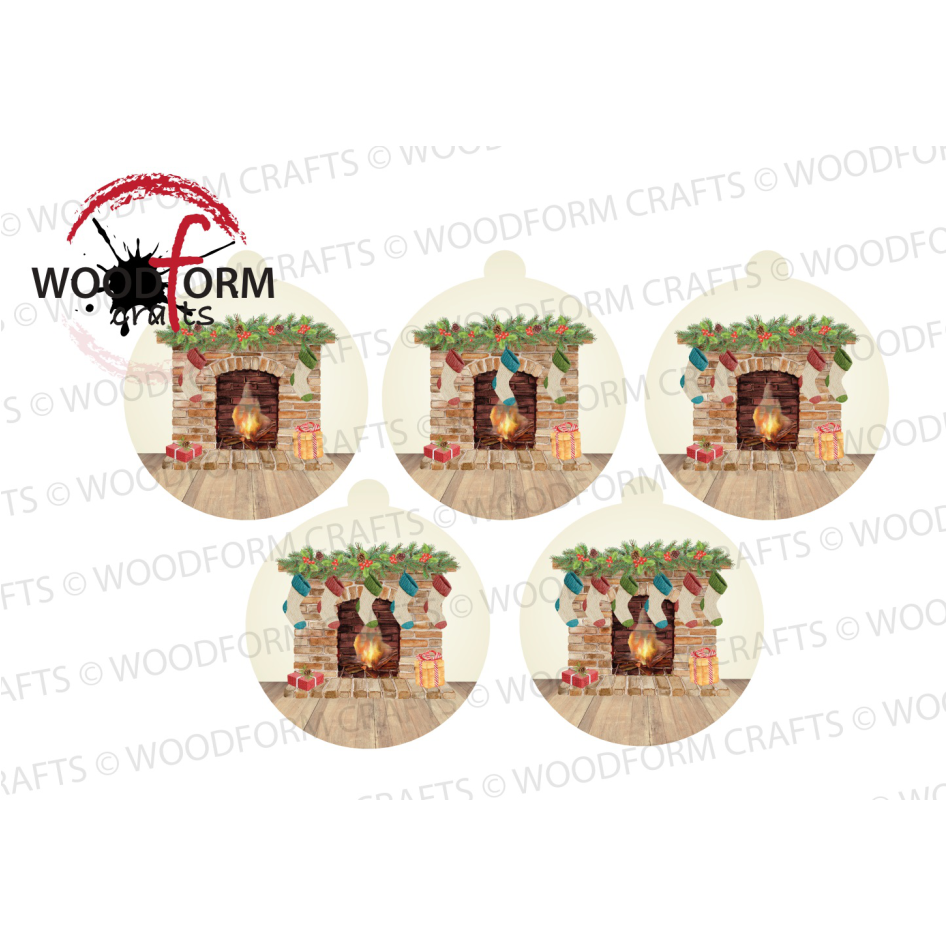 FIREPLACE & STOCKING DESIGN FOR CIRCLE WITH LOOP PNG DIGITAL DOWNLOAD FILE (PACK OF 5)