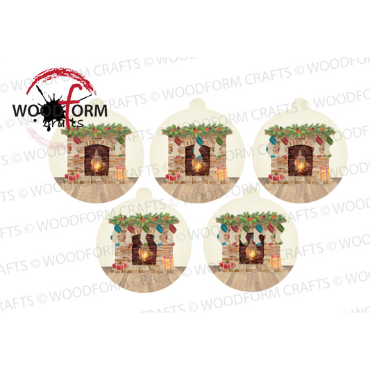 FIREPLACE & STOCKING DESIGN FOR CIRCLE WITH LOOP PNG DIGITAL DOWNLOAD FILE (PACK OF 5)