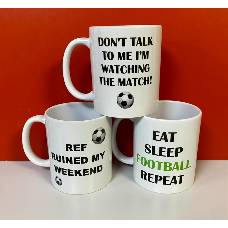 SUBLIMATED FOOTBALL QUOTE MUG