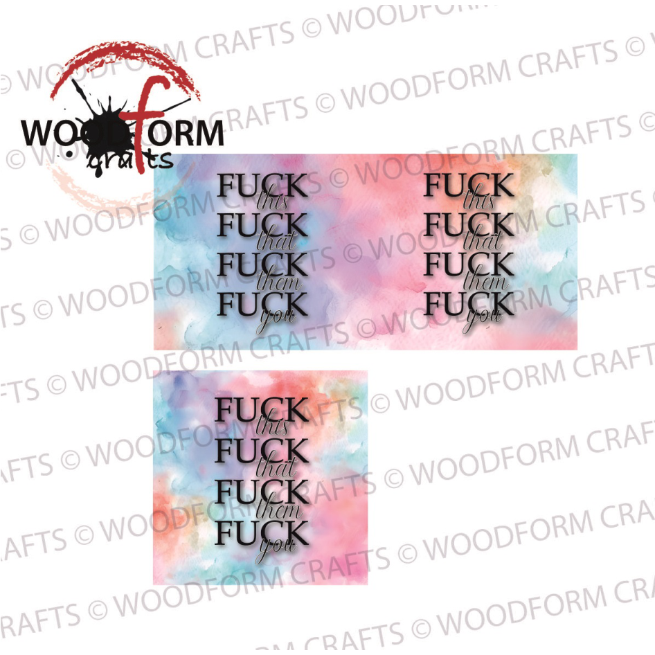 ‘F**K’ MUG WRAP & SQUARE COASTER PNG DIGITAL DOWNLOAD FILE (PACK OF 2)