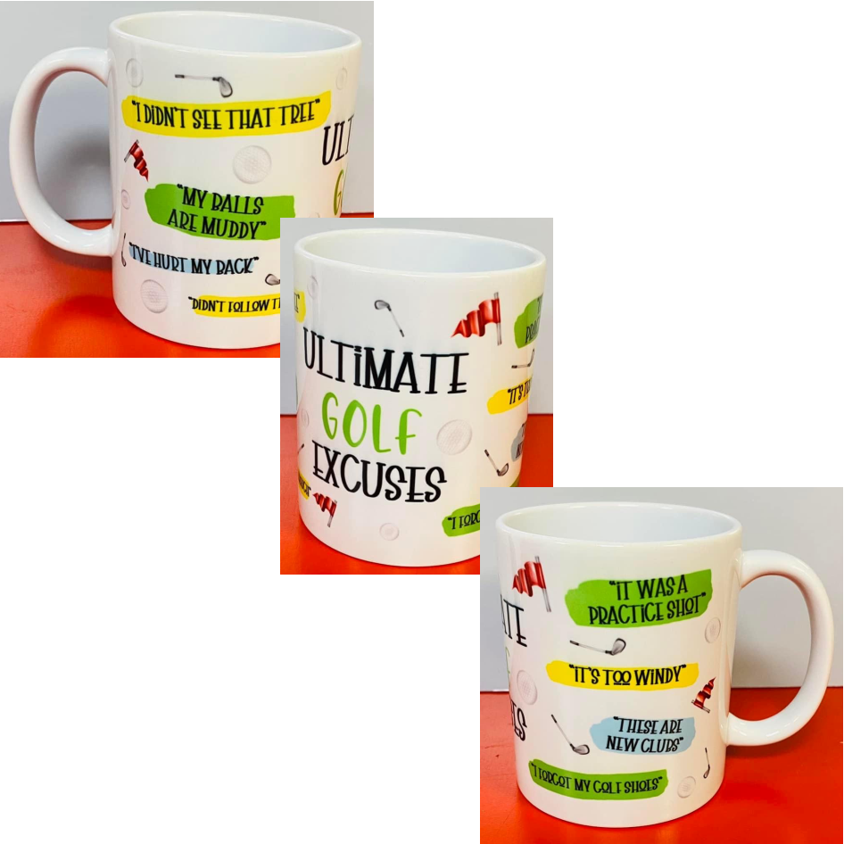 SUBLIMATED 'ULTIMATE GOLF EXCUSES' MUG