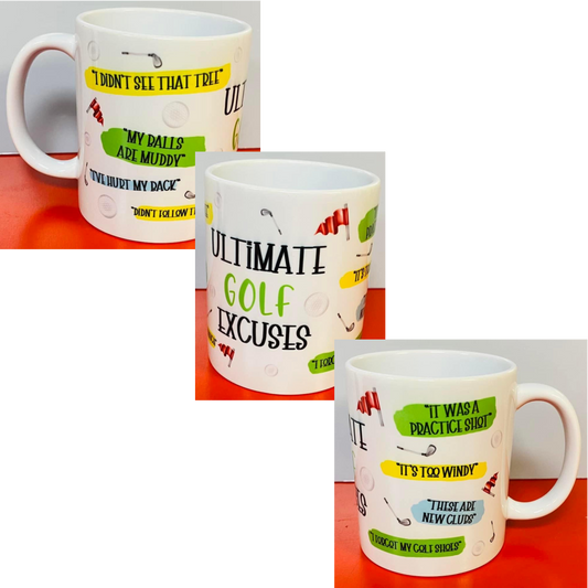 SUBLIMATED 'ULTIMATE GOLF EXCUSES' MUG