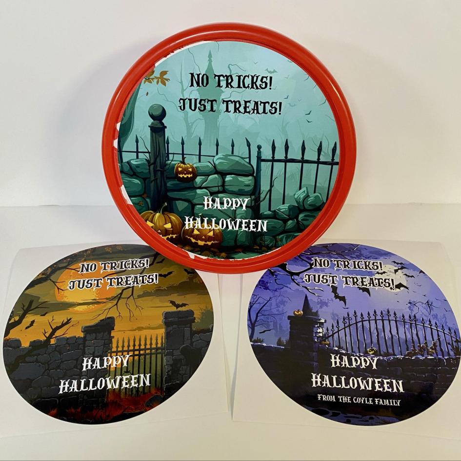 HALLOWEEN CHOCOLATE TUB PEEL & STICK PRINTED VINYL