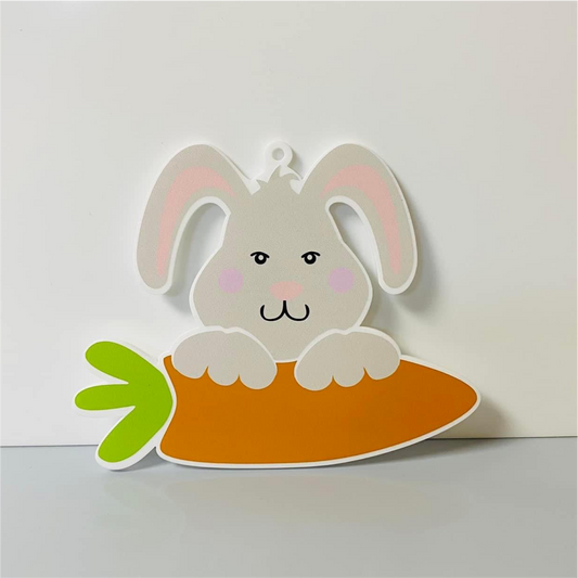 PRINTED VINYL HANGING RABBITWITH CARROT (WC1736)