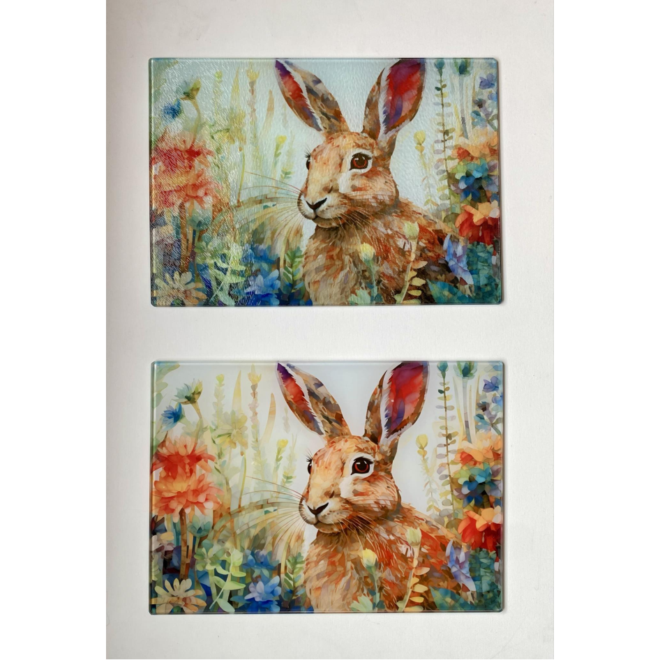 HARE SUBLIMATED GLASS CHOPPING BOARD