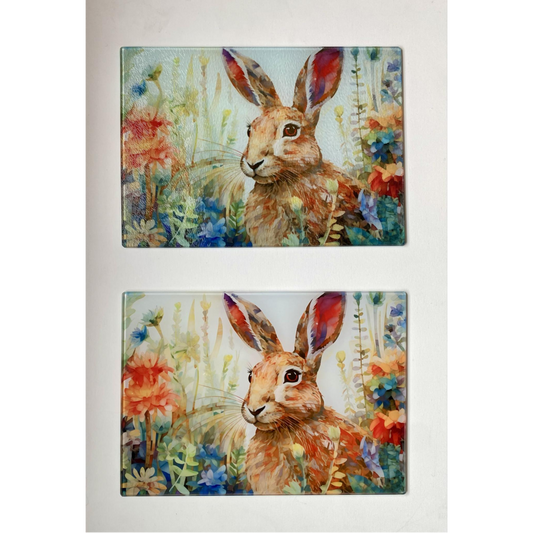 HARE SUBLIMATED GLASS CHOPPING BOARD