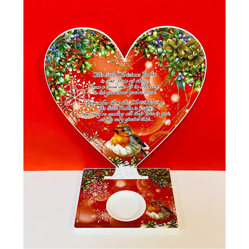 CHRISTMAS ROBIN PRINTED VINYL QUOTE FOR 18CM TEALIGHT HEART (WC1823)