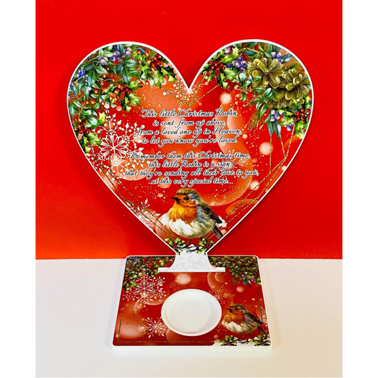 CHRISTMAS ROBIN PRINTED VINYL QUOTE FOR 18CM TEALIGHT HEART (WC1823)