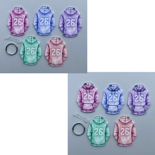 Sublimated Pastel 'Leavers 26' Hoodie double sided keyring (WC2291)