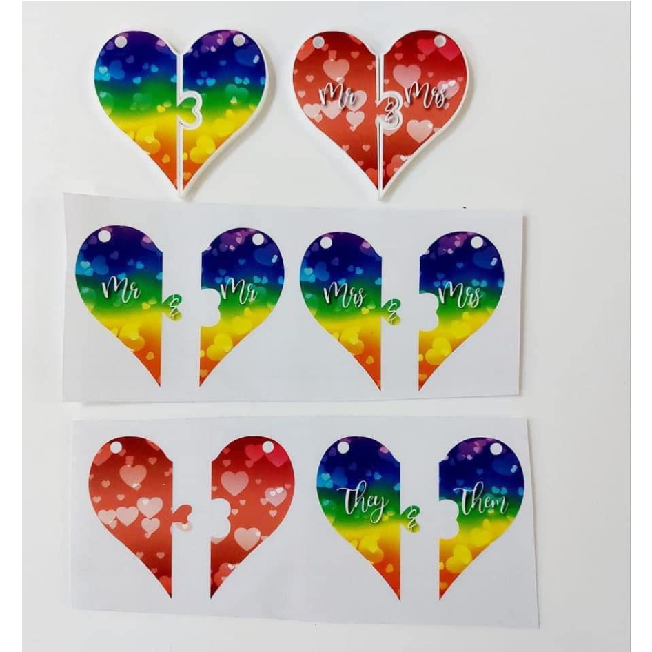 PRINTED VINYL FOR JOINED HEART KEYRING SET (WC1885)