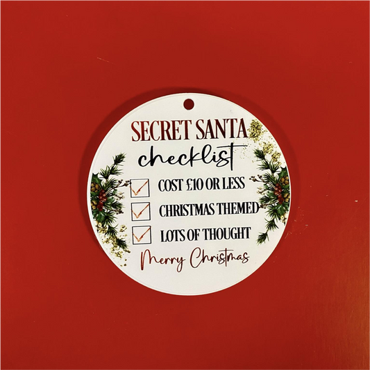 PRINTED VINYL LS SECRET SANTA CHECKLIST FOR 8CM CIRCLE (WC1061)