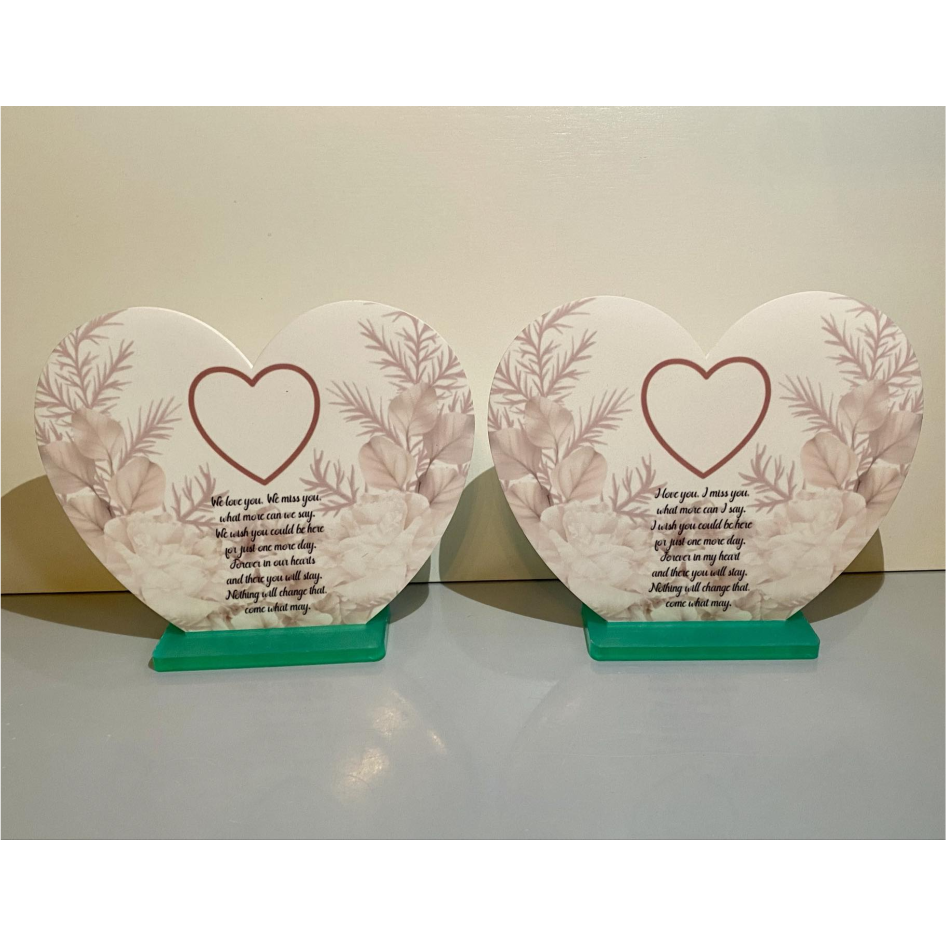 SUBLIMATED MEMORIAL HEART ON STAND (WC2225)