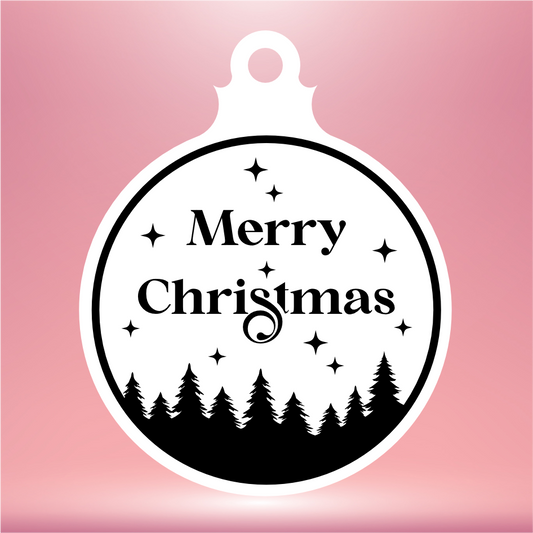 MERRY CHRISTMAS TREE OUTLINE VINYL FOR 10CM BAUBLE