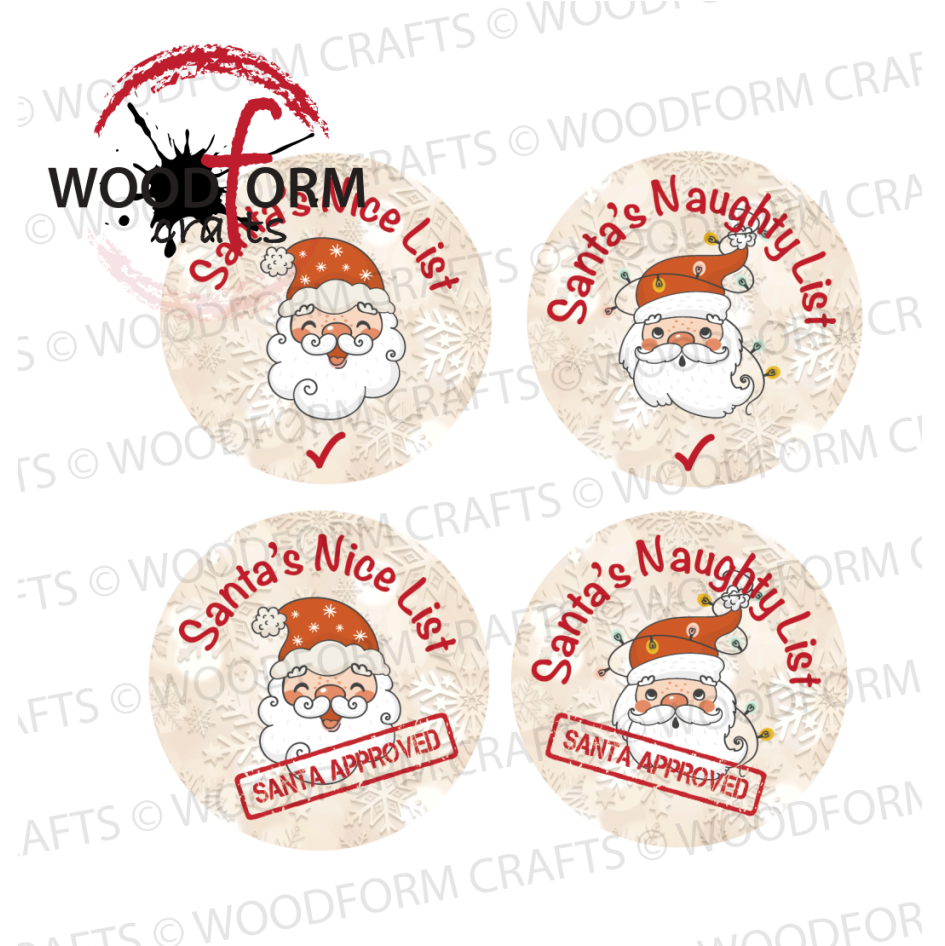 SANTA NAUGHTY/NICE LIST TOKEN PNG DIGITAL FILE (PACK OF 4)