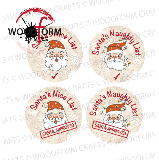 SANTA NAUGHTY/NICE LIST TOKEN PNG DIGITAL FILE (PACK OF 4)