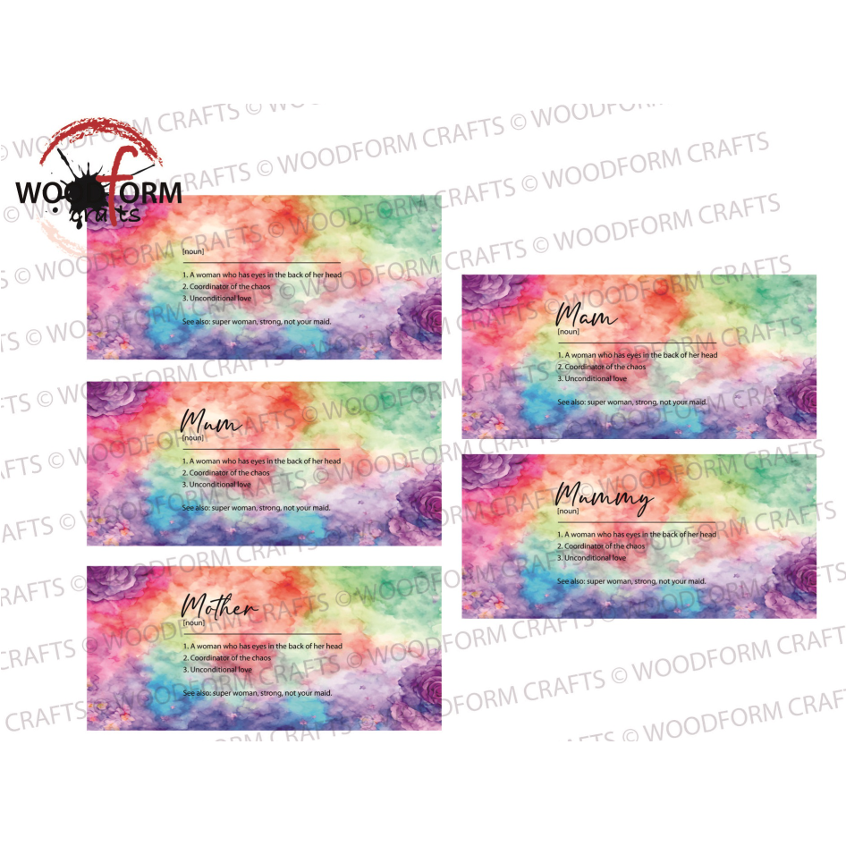 NOUN WATERCOLOUR MUG WRAP DESIGN PNG DIGITAL DOWNLOAD FILE (PACK OF 5)