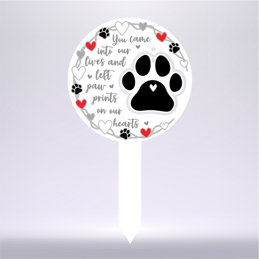 VINYL PAW PRINT QUOTE & DESIGN FOR CIRCLE GRAVEMARKER WITH PAW (WC1657)