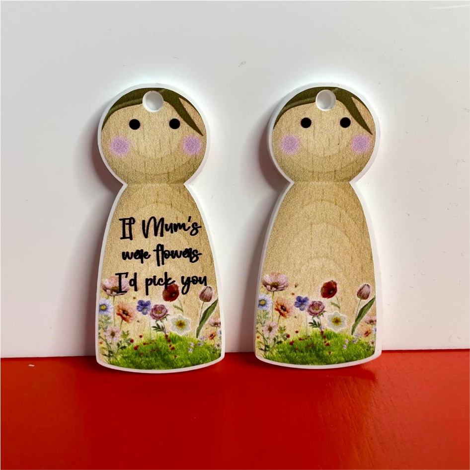 PRINTED FLOWER PEG DOLL VINYL FOR PEG DOLL KEYRINGS (WC2117)