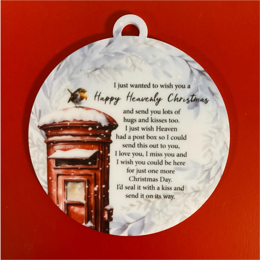 SUBLIMATED WHITE ACRYLIC 'HEAVENLY CHRISTMAS' POSTBOX LOOP CIRCLE