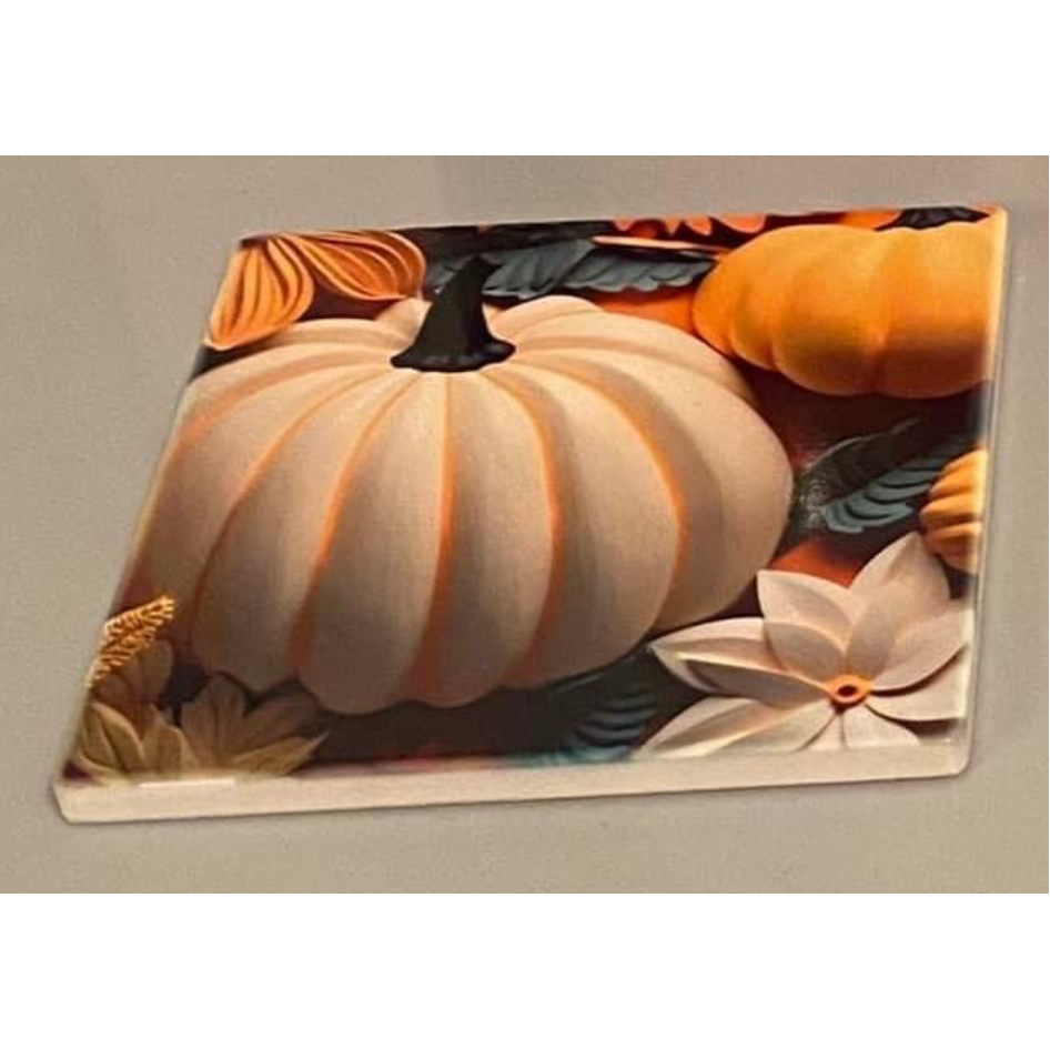 PUMPKIN SQUARE CERAMIC COASTER