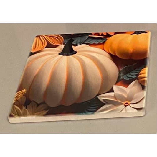 PUMPKIN SQUARE CERAMIC COASTER