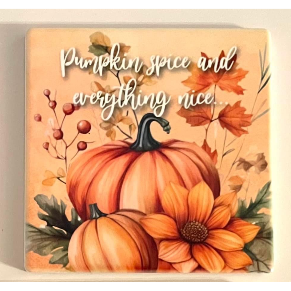 PUMPKIN SPICE SQUARE CERAMIC COASTER