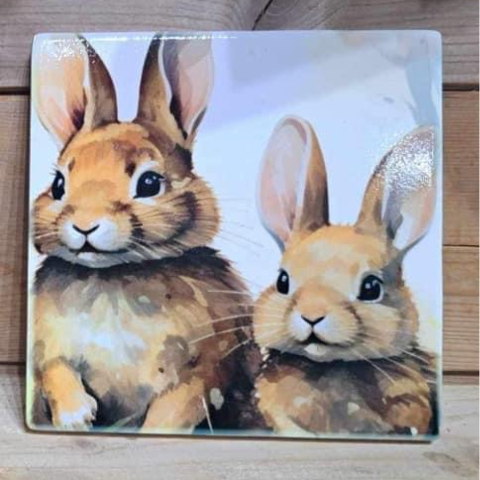 RABBIT SQUARE CERAMIC COASTER