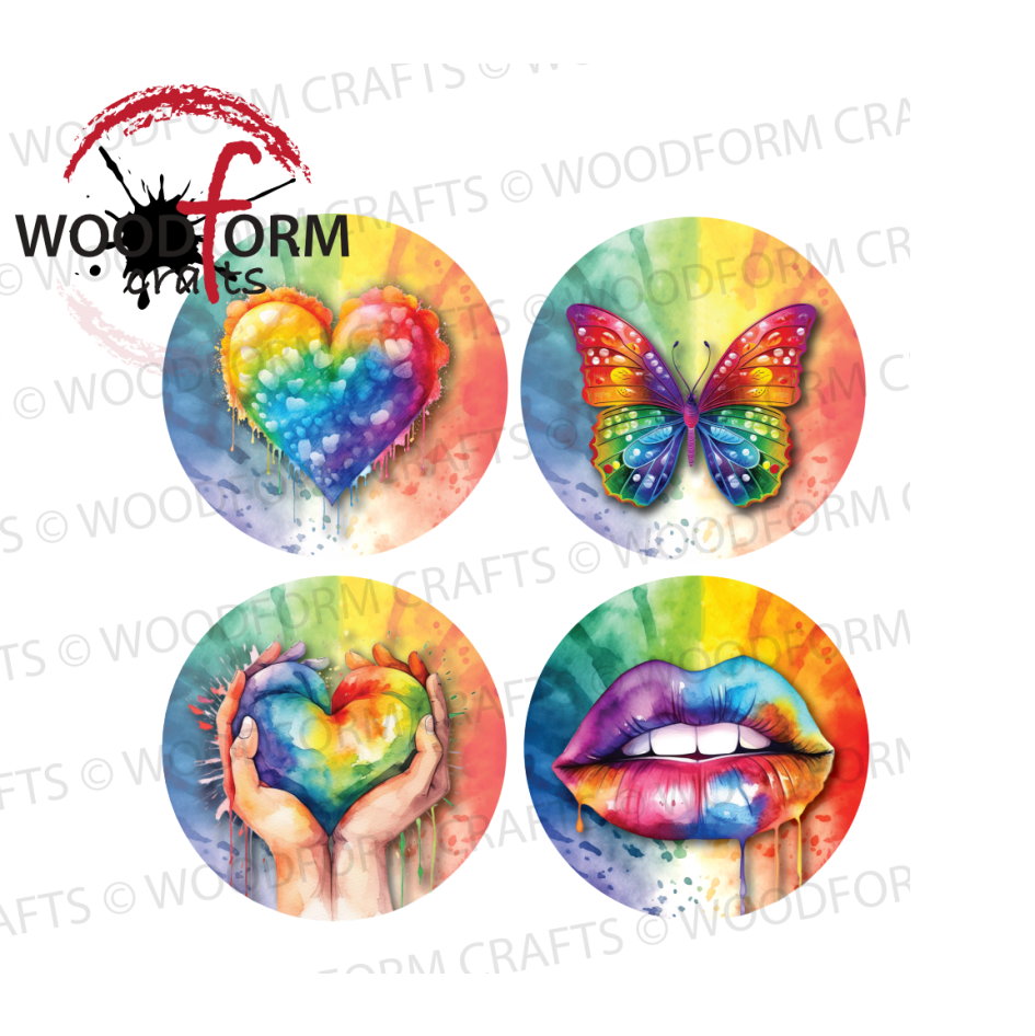 RAINBOW DESIGN FOR 8CM CIRCLE PNG DIGITAL DOWNLOAD FILE (PACK OF 4)