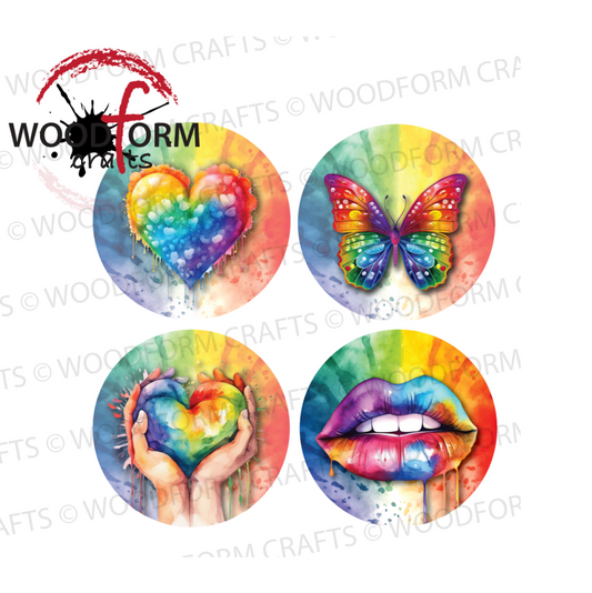 RAINBOW DESIGN FOR 8CM CIRCLE PNG DIGITAL DOWNLOAD FILE (PACK OF 4)