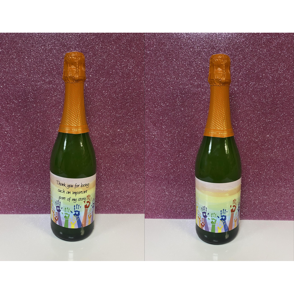 RAINBOW HANDS TEACHER BOTTLE PEEL & STICK PRINTED VINYL