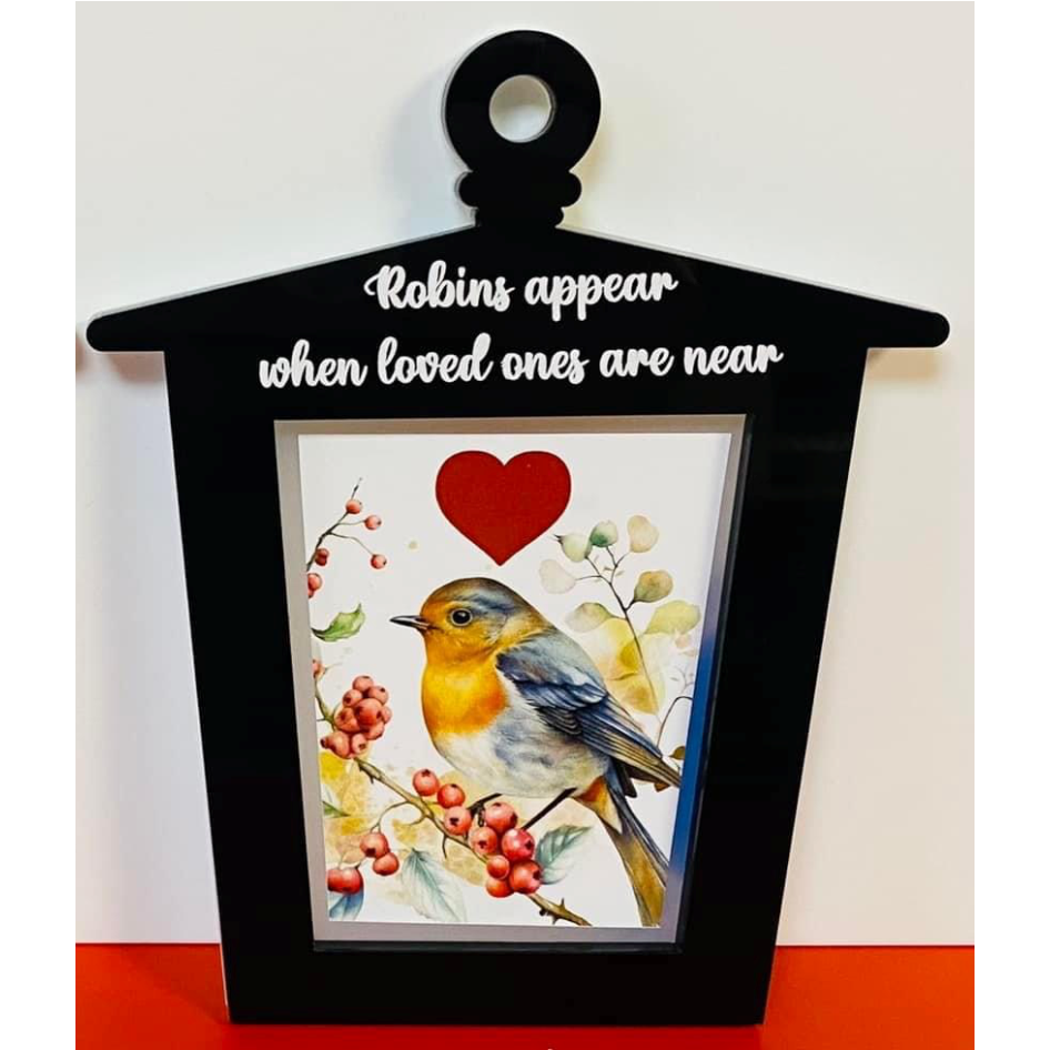 VINYL RED HEART ROBINS APPEAR FOR HANGING LANTERNS (WC2039)