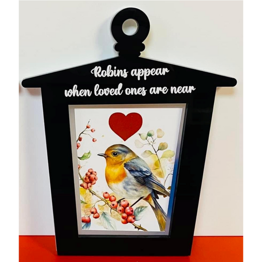 VINYL RED HEART ROBINS APPEAR FOR HANGING LANTERNS (WC2039)