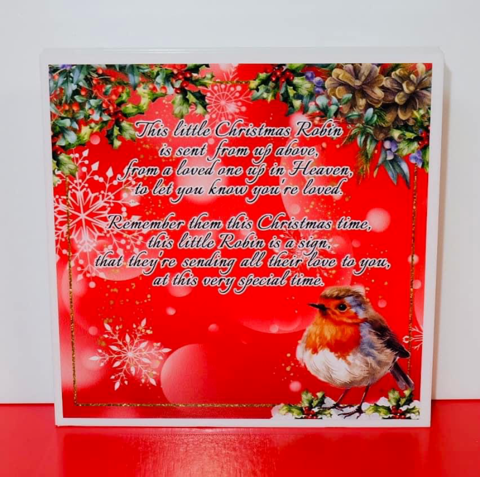 PRINTED VINYL CHRISTMAS ROBIN QUOTE FOR 10CM SQUARES