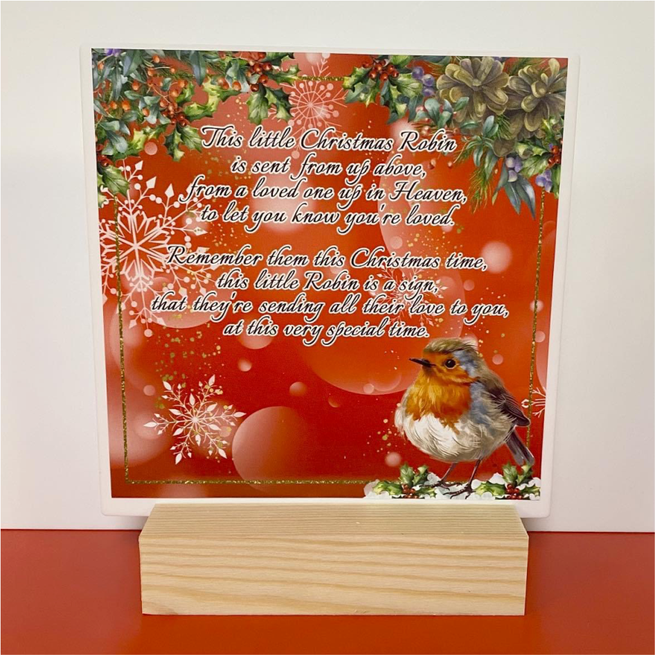 PRINTED VINYL CHRISTMAS ROBIN QUOTE FOR 15CM SQUARES