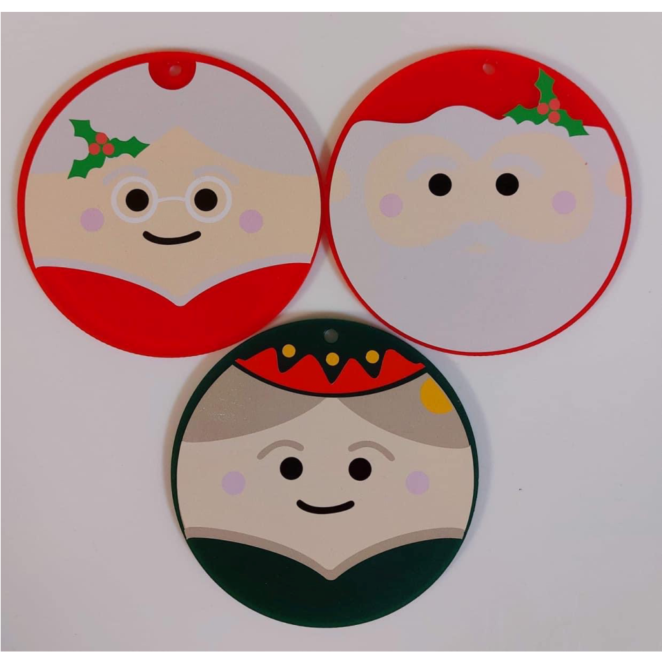 PRINTED SANTA, MRS CLAUS & ELF VINYL FOR 9CM CIRCLES (WC1703)