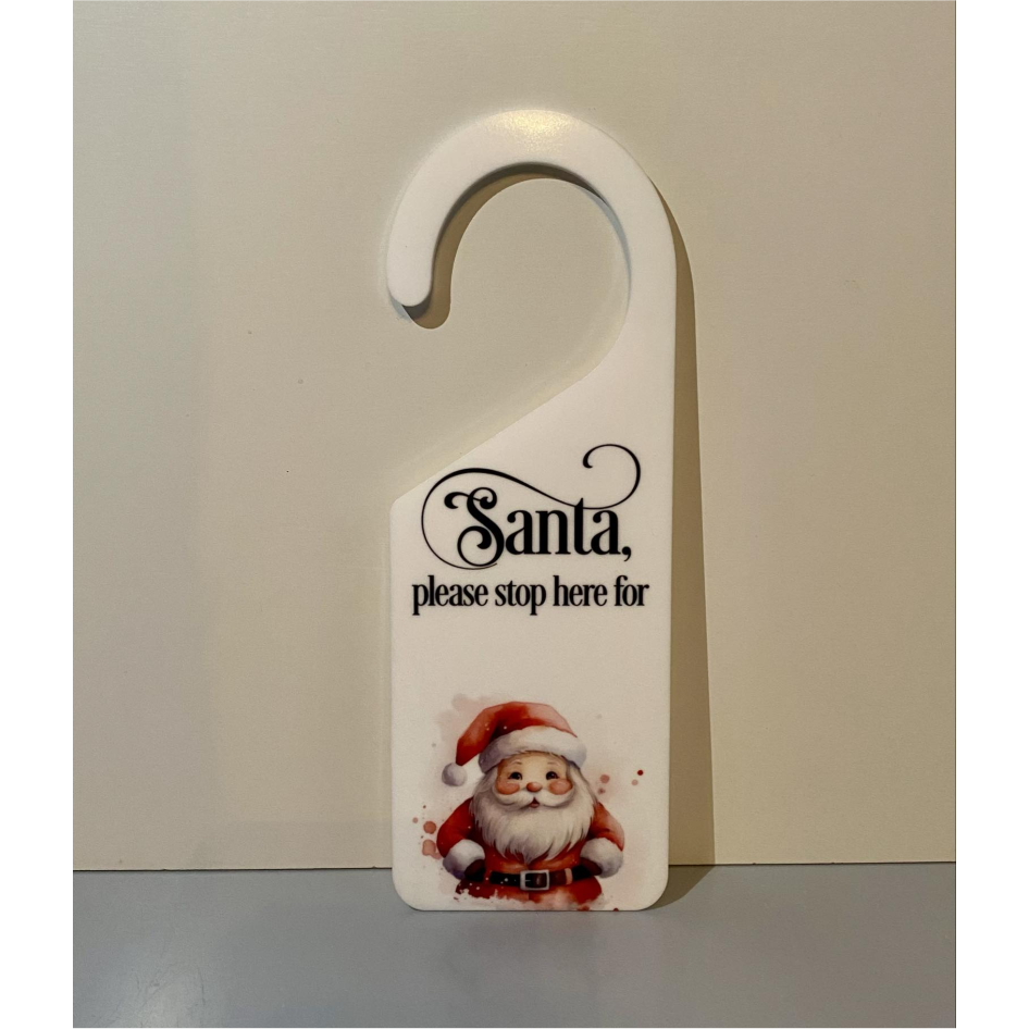 SUBLIMATED SB SANTA STOP HERE DOOR HANGER (WC2076)