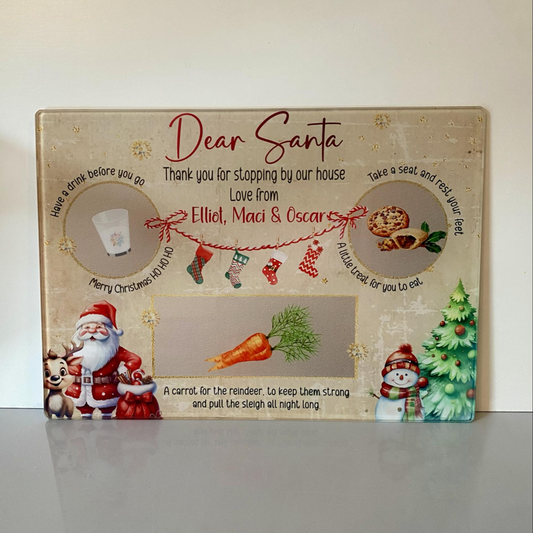 SANTA TREAT SUBLIMATED GLASS CHOPPING BOARD