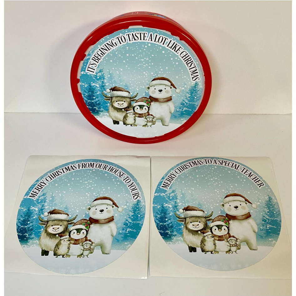 QUOTE CHRISTMAS SNOW SCENE CHOCOLATE TUB PEEL & STICK PRINTED VINYL