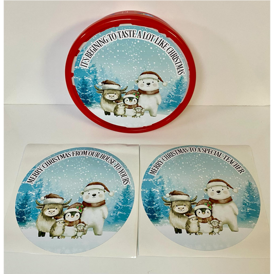 QUOTE CHRISTMAS SNOW SCENE CHOCOLATE TUB PEEL & STICK PRINTED VINYL