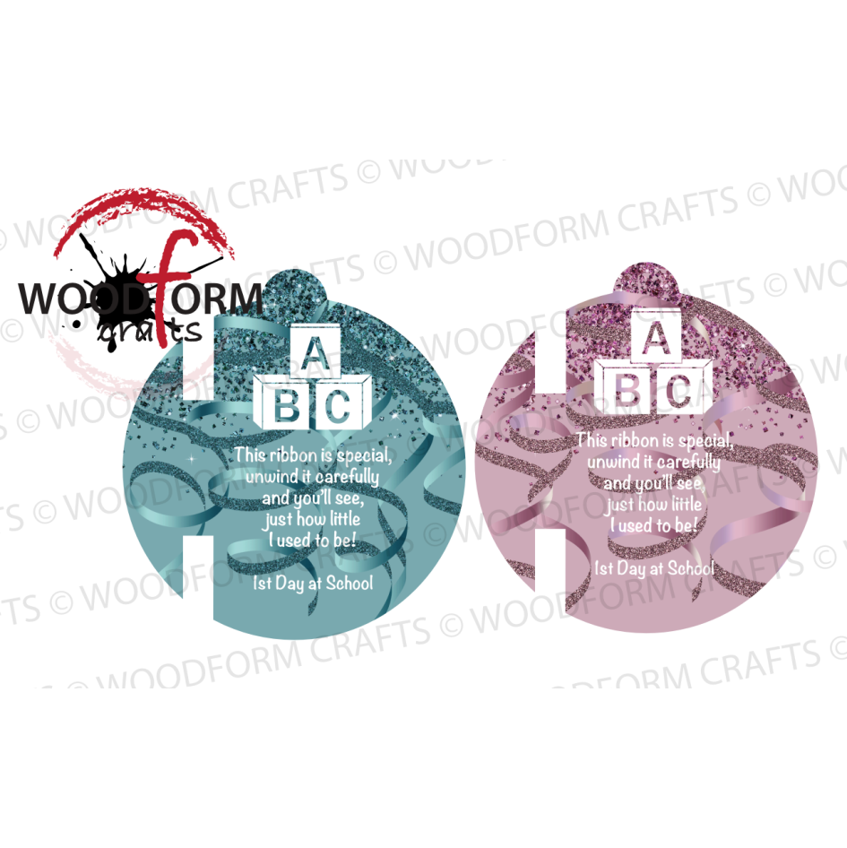 1ST DAY OF SCHOOL/BLOCKS RIBBON SLOT CIRCLE BAUBLE DESIGN PNG DIGITAL FILE (PACK OF 2) (WC1881)