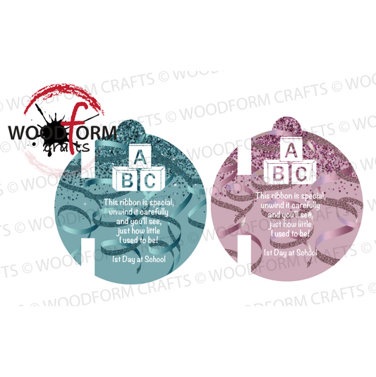 1ST DAY OF SCHOOL/BLOCKS RIBBON SLOT CIRCLE BAUBLE DESIGN PNG DIGITAL FILE (PACK OF 2) (WC1881)