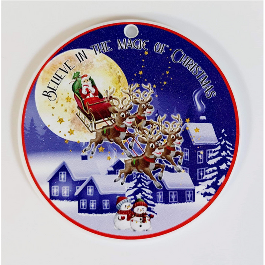 PRINTED BELIEVE/SLEIGH DESIGN VINYL FOR 8CM CIRCLE (WC1061)