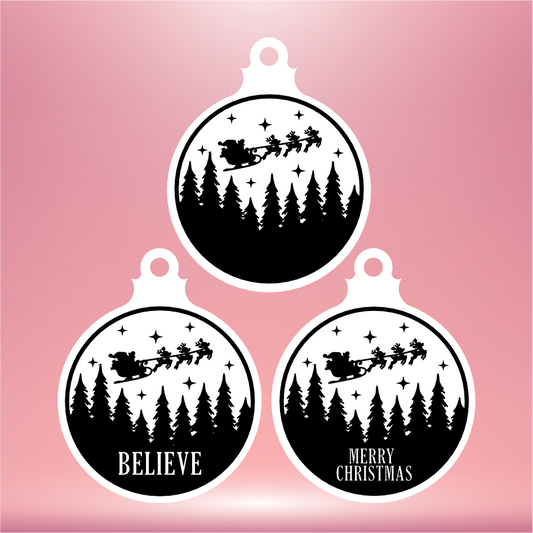 SANTA SLEIGH/TREE OUTLINE VINYL FOR 10CM HANGING BAUBLE