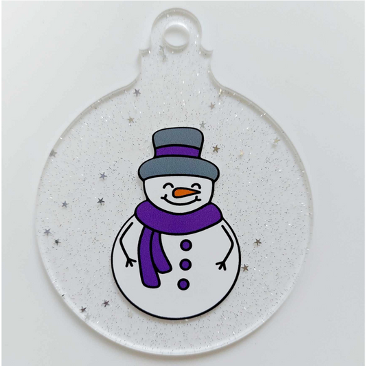 PRINTED VINYL SNOWMAN FOR 10CM HANGING BAUBLE